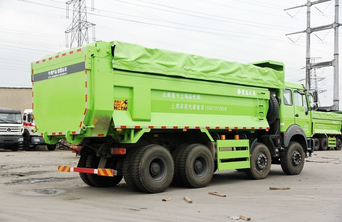 Beiben 8x4 Muck Tipper Gebruikte zware vrachtwagens Eenvoudige en halve rij cabine 12 banden