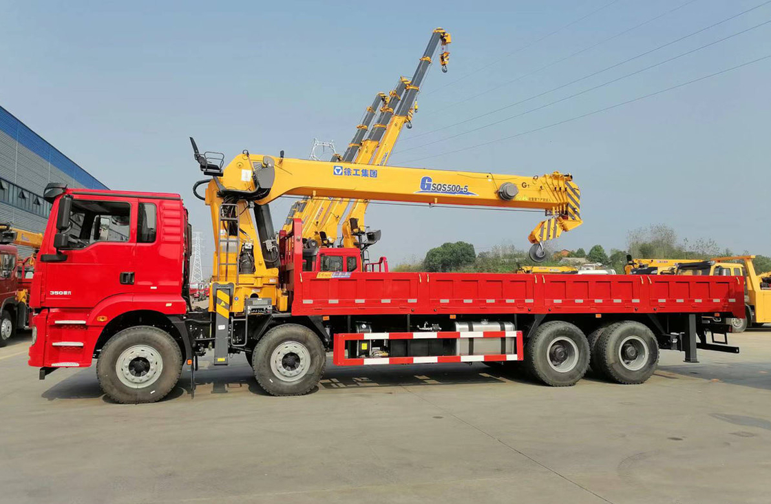 20 ton vrachtwagen gemonteerde kraan Shacman 8×4 Flat bed box 5 sectie arm 23,7 meter lang
