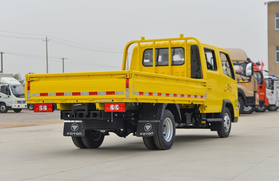 Truck Bed Box Foton Kleine Truck Dubbele rij 5 zitplaatsen Kabine Benzinemotor 6 banden LHD