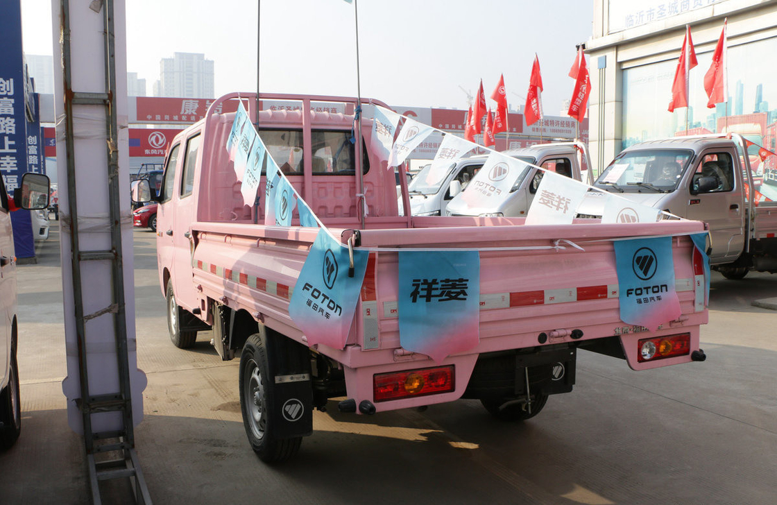 Cargo Box Truck Foton Mini Truck Roze Kleur Manuele Transmissie Benzinemotor Euro 6