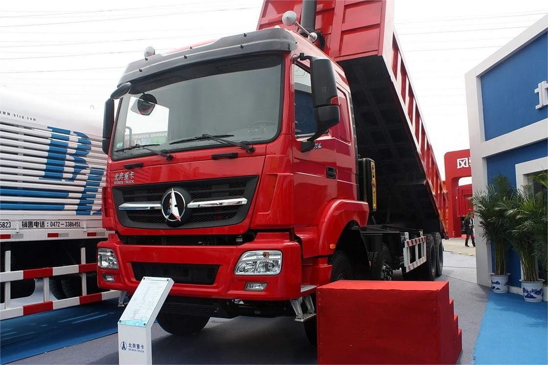 Zware dumptruck 340 pk 8x4 7,2m Rood lichaam bovenop gemonteerde airconditioner Beiben merk