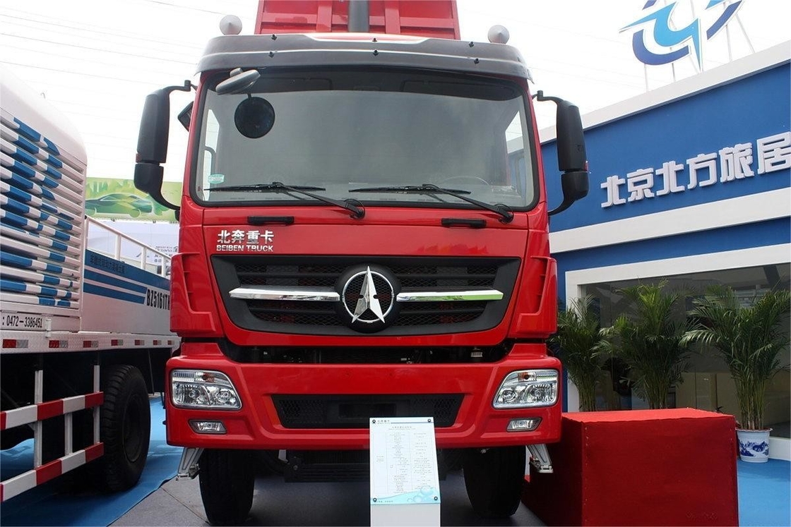 Zware dumptruck 340 pk 8x4 7,2m Rood lichaam bovenop gemonteerde airconditioner Beiben merk