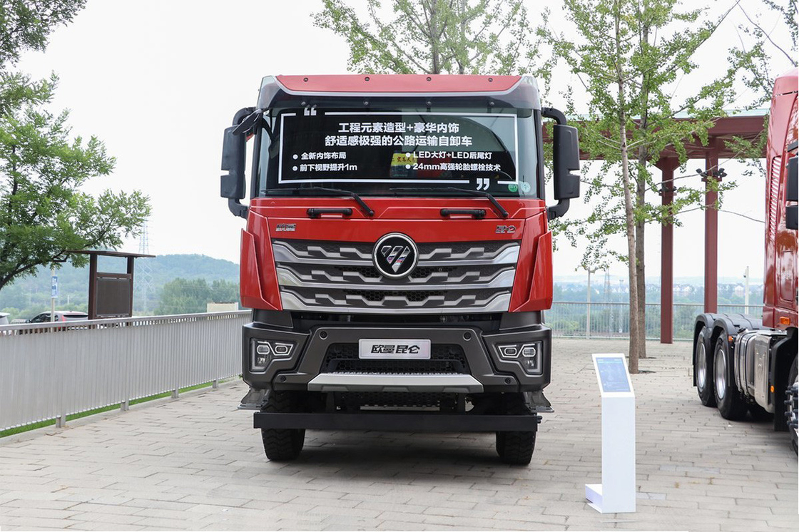 Foton Dump Truck 15 ton 580 pk 8X4 7.6M Rode carrosserie Dubbele achteras U-vormige vrachtbak