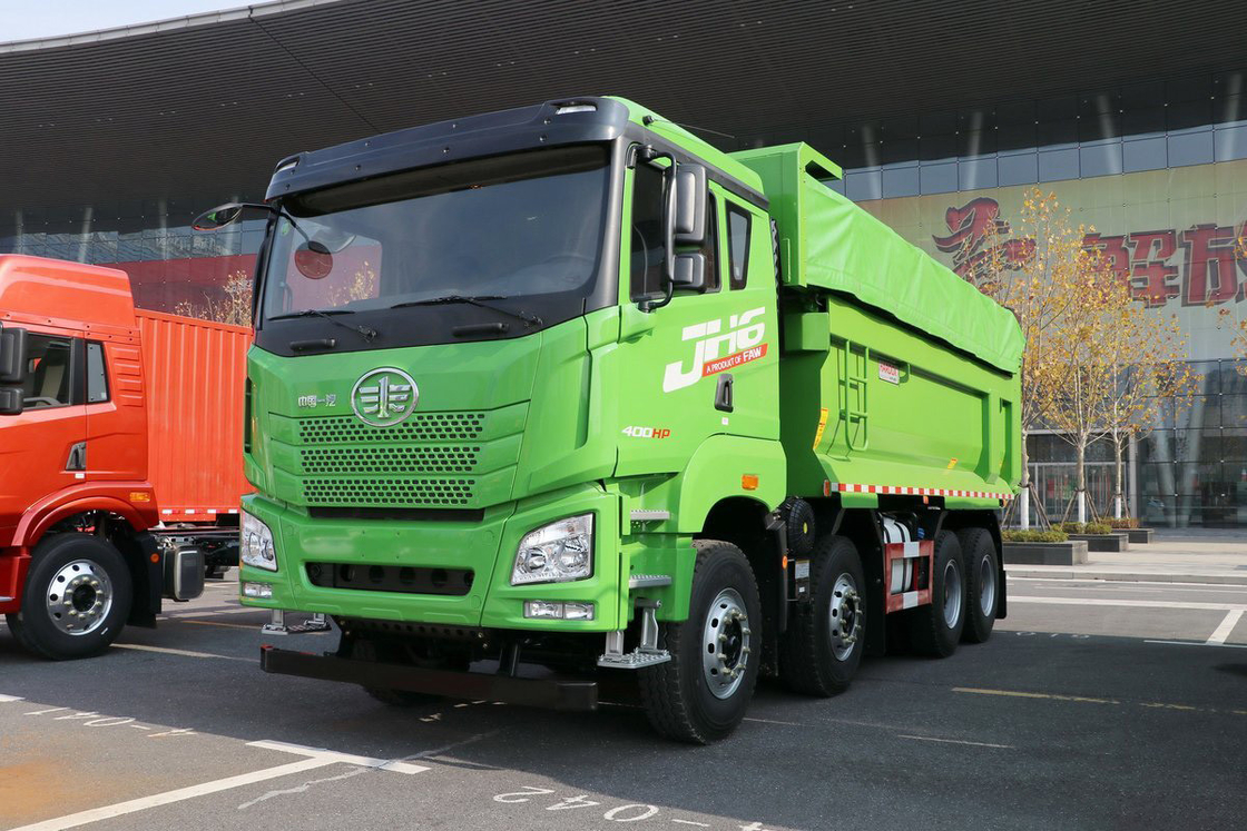 Qingdao Jiefang Dump Truck JH6 Zware Truck Diesel 400 pk Halve rij zitplaats 8X4 5,8 m Achterste Flip Dump Container