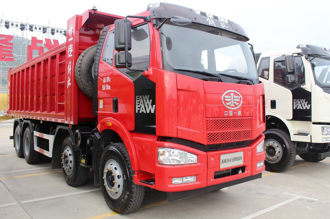 FAW Jiefang Dump Truck J6M Zware Truck Diesel 350 pk Flat Top Single Row Seat 8X4 6,5m Achterste Flip Cargo Box