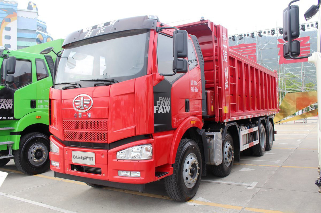 FAW Jiefang Dump Truck J6M Zware Truck Diesel 350 pk Flat Top Single Row Seat 8X4 6,5m Achterste Flip Cargo Box