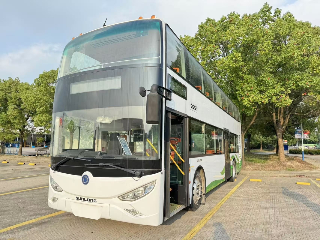 Gebruikte bus Luxe 37 zitplaatsen Dubbele verdieping RHD Weichai motor Diesel coach Bus Sunlong SLK6126