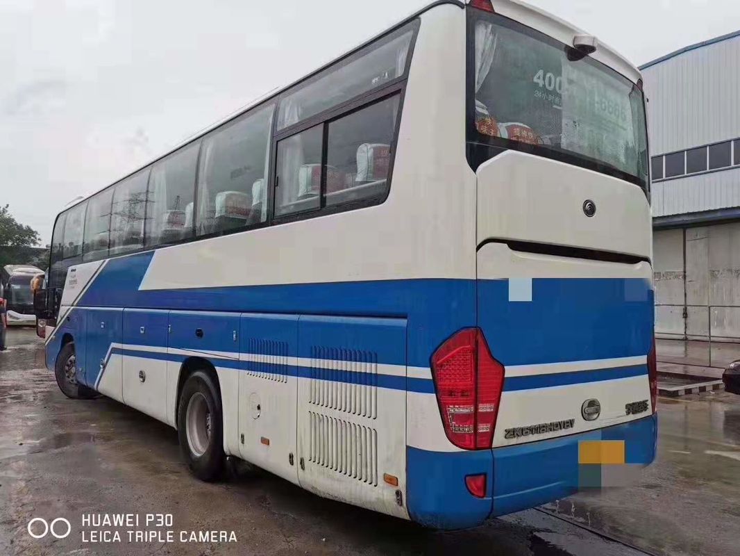Diesel LHD Yutong Gebruikte Onderlegger voor glazenbus 55 het Blauwe Witte 2014 Jaar ZK6118 van de Zetelsbus