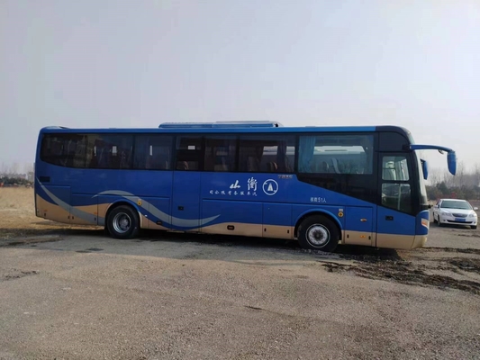 Gebruikte Passagiersbus 51 Zetels verdubbelt van de de Lenteopschorting van het Deurenblad de Motor Jong Tong Bus van Weichai