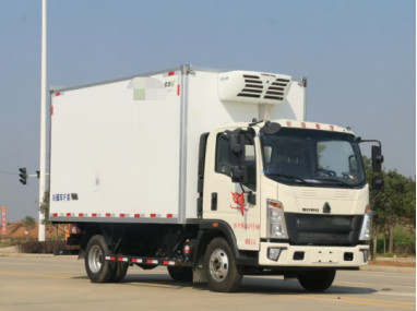 De gebruikte Ladingsvrachtwagens die Capaciteit 10m ³ laden koelden Merk van de Wijze het Linkerdirve HOWO van de Vrachtwagen4×2 Aandrijving