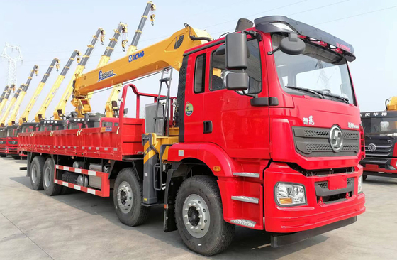 20 ton vrachtwagen gemonteerde kraan Shacman 8×4 Flat bed box 5 sectie arm 23,7 meter lang