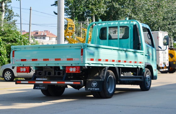 Gebruikte vrachtwagen met een enkele cabine Foton lichte vrachtwagen platte bed 3,7 meter lang Doule achtertesten