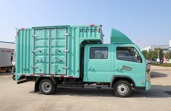 Gebruikte lichte vrachtwagens 2,7 meter Containerbox 2+3 zitplaatsen Dubbele cabine Chinese merk Foton