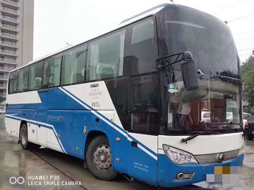 Diesel LHD Yutong Gebruikte Onderlegger voor glazenbus 55 het Blauwe Witte 2014 Jaar ZK6118 van de Zetelsbus
