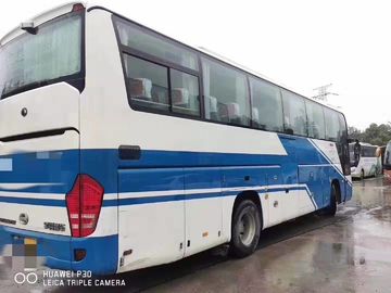 Diesel LHD Yutong Gebruikte Onderlegger voor glazenbus 55 het Blauwe Witte 2014 Jaar ZK6118 van de Zetelsbus